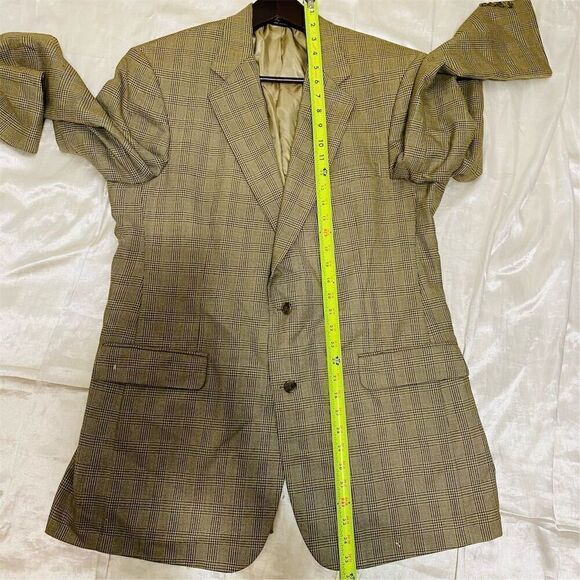 Brooks Brothers Men's Beige Plaid Wool Blazer Jacket Size 43 Long - Picture 10 of 16